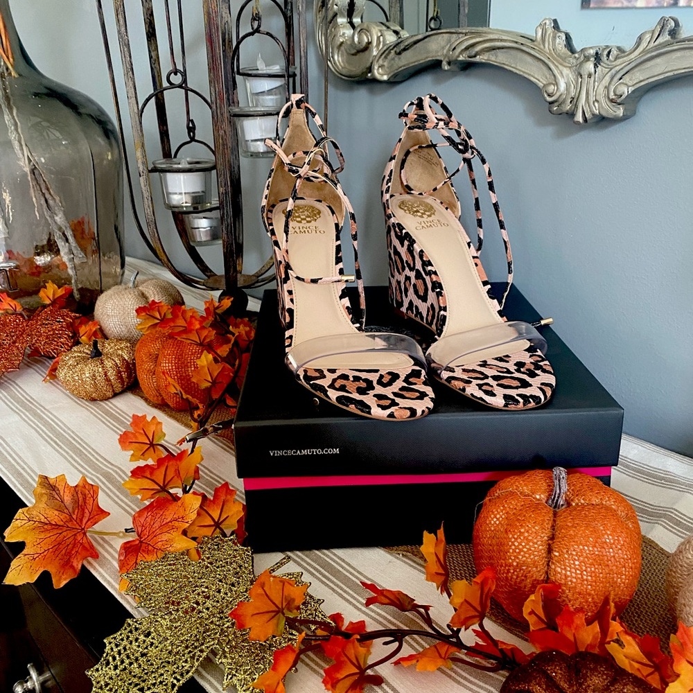 Vince Camuto Leopard Clear Wedges